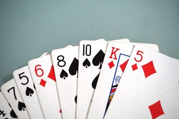 playing cards on black background