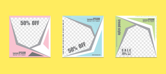 Naklejka premium Editable social media post templates, Instagram story collections, social networking frames, layout designs, Mock-up for marketing promotions, covers, banners, backgrounds, square puzzles. vector