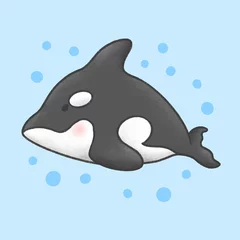 Tuinposter Killer whale orca cartoon hand drawn style © AomAm