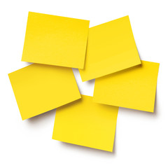 Yellow blank stickers, isolated on white background