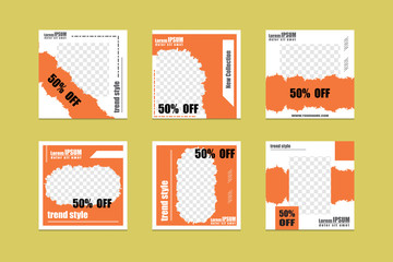 Editable social media post templates, Instagram story collections, social networking frames, layout designs, Mock-up for marketing promotions, covers, banners, backgrounds, square puzzles. vector