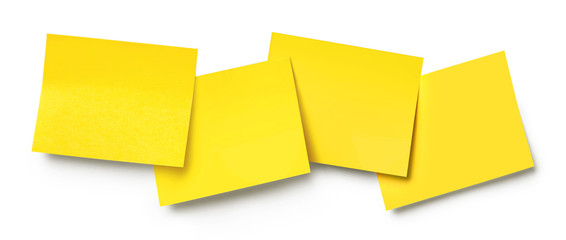 Fototapeta premium Yellow blank stickers, isolated on white background
