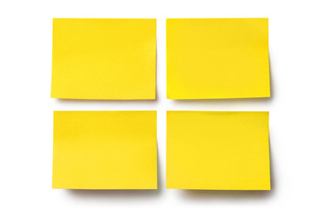 Yellow blank stickers, isolated on white background