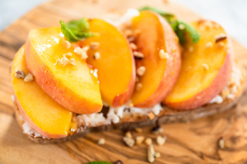 Peach ricotta toast