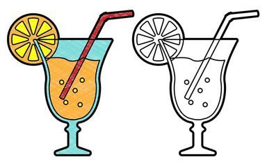 Orange juice design vector with texture. black and white colors