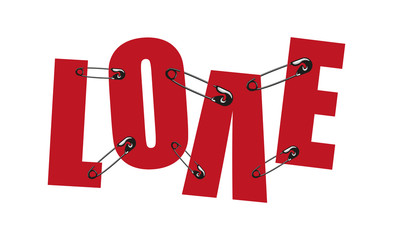 love slogan on ripped paper illustration