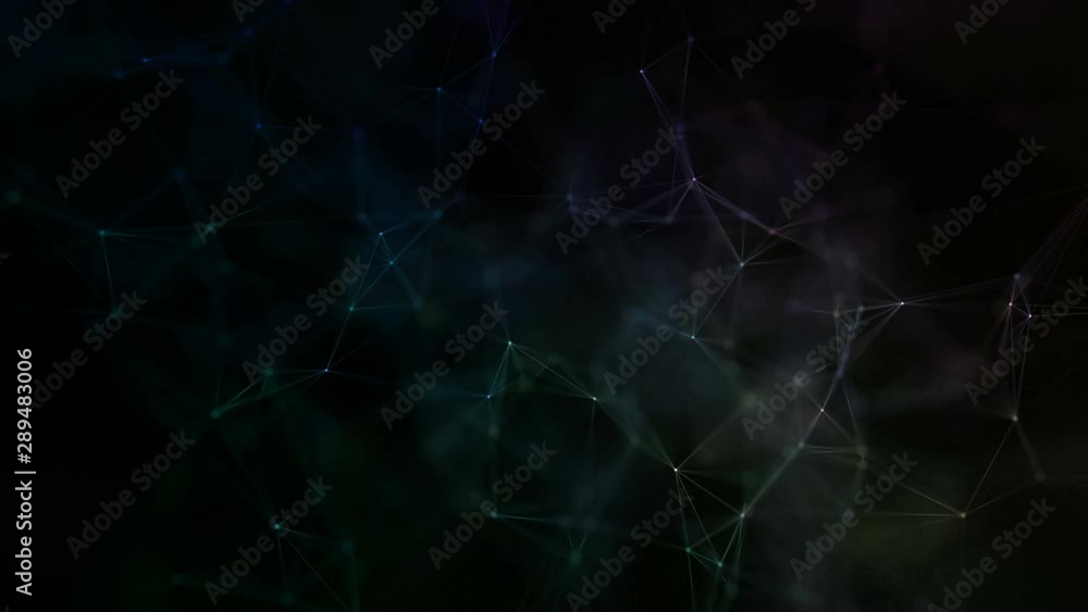 Poster abstract technology and engineering motion background with plexus elements and depth of field settin