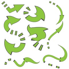Green green arrows set on white background. Arrows icon. Vector design