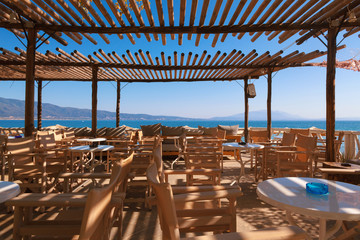 Restaurant Balcony of Wood in Greece