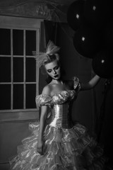 dead girl, scary doll in a coffin