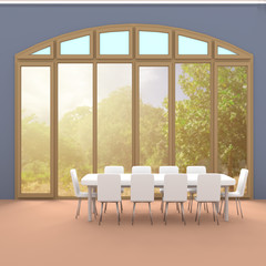 table and chair in room ,clipping path, 3d rendering