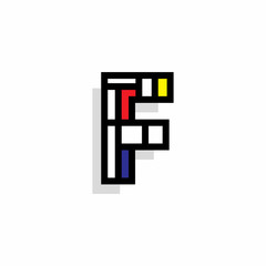 Vector Letter Mondrian Retro Design F