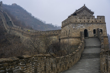 A lovely cloudy day at the Mutianyu part of the Great Wall in Beijing, this amazing section is full of towers and a nice curves on the wall.  