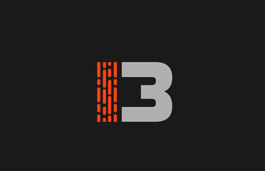 letter B orange grey dots alphabet for company logo