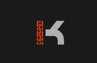 letter K orange grey dots alphabet for company logo