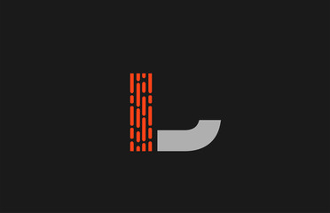 letter L orange grey dots alphabet for company logo