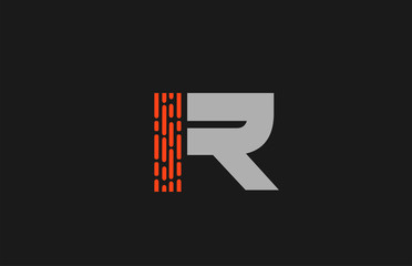 letter R orange grey dots alphabet for company logo