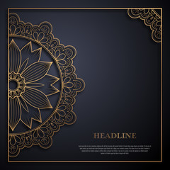 Gold and black greeting card template in retro style. Great design for any purposes: invitation, flyer, menu, brochure or leaflet