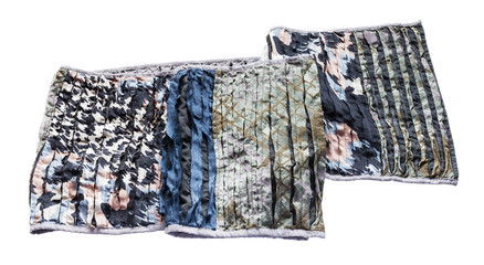 stitched shawl from carved silk and cotton fabric