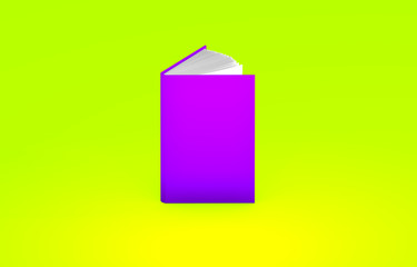 cute highly detailed purple book that is half open, symbol of knowledge isolated on green - 3d illustration of object