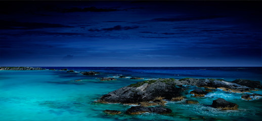 Fototapeta na wymiar night sea, the ocean as a natural background