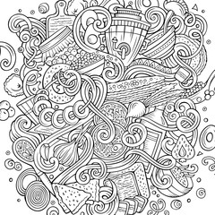 Cartoon cute doodles hand drawn Russian food illustration