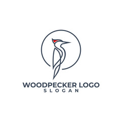 Logo with a symbol of “WOODPECKER