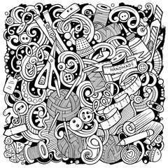 Naklejka premium Cartoon cute doodles hand drawn Handmade illustration