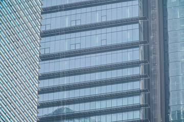 Obraz premium facade of skyscraper business center close-up of the city background