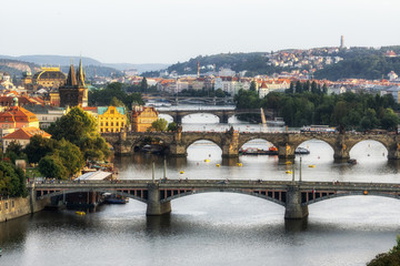 Fototapeta na wymiar view of vltava river and bridges