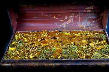Stacking Gold Coin in treasure chest