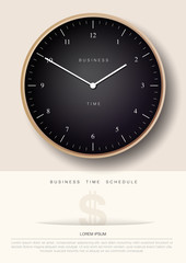 Business schedule time concept, poster design, clock face, vector illustration