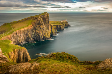 Neist Point Lightouse beautiful view landmark Skye Island Scotland Highlands UK long exposure