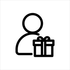user with gift box icon. symbol of business people with trendy flat style icon for web site design, logo, app, UI isolated on white background. vector illustration eps 10