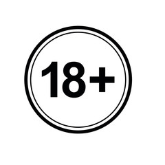 18 plus icon. black vector 18 plus sign 