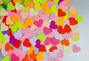 Naklejka na ściany i meble Paper rainbow colors hearts as a pattern for design