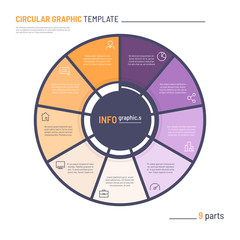 Vector infographic circle chart template. Nine parts