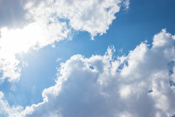 White clouds blue sky background, natural texture.