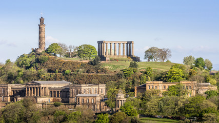 Fototapeta premium Edinburgh Scotland UK beautiful city landmark architecture old town medieval Calton Hill Nelson Monument