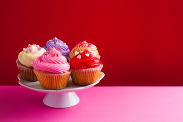Valentine's day holiday cupcakes on the cake stand