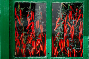 Red pepper and green window 