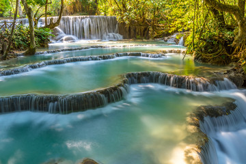 Tat Kuang Si Waterfalls, These waterfalls are a favorite side trip for tourists in Luang Prabang, Laos © pangoasis