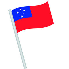Samoa  flag on a pole. Simple vector Samoa  flag