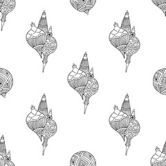 Xmas Seamless pattern with Christmas tree balls hand drawn art design vector illustration