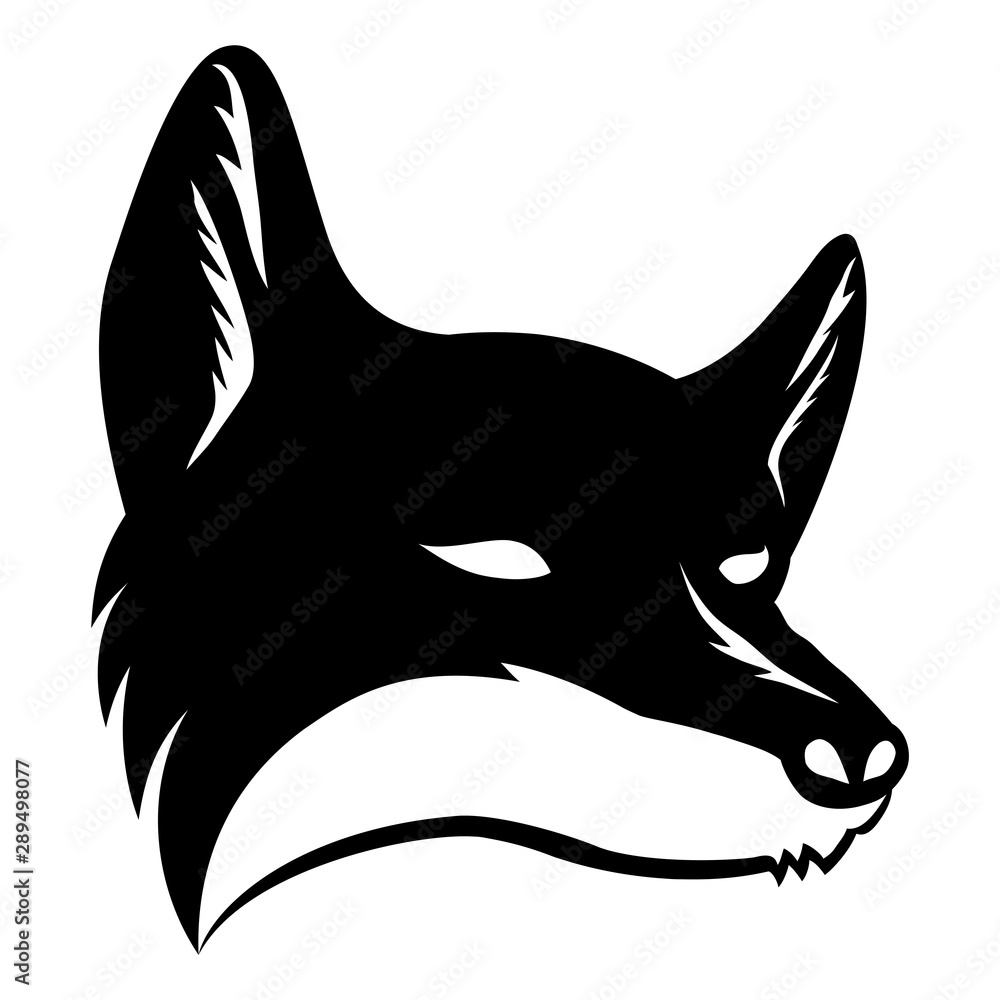 Wall mural black fox sign on a white background.