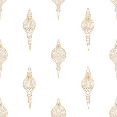 Xmas Seamless pattern with Christmas tree balls hand drawn art design vector illustration