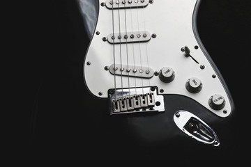 guitar on black background