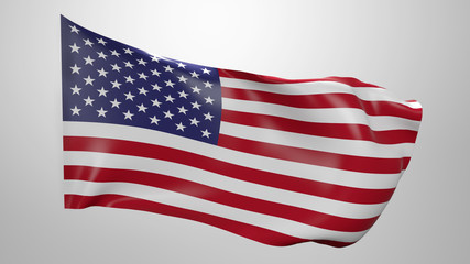 USA flag on the wind with white background