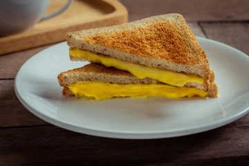 Grilled cheese sandwich on plate