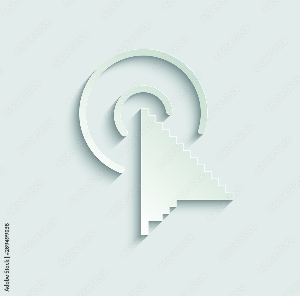 Poster click icon. cursor symbol icon. mouse click symbol paper icon with shadow
